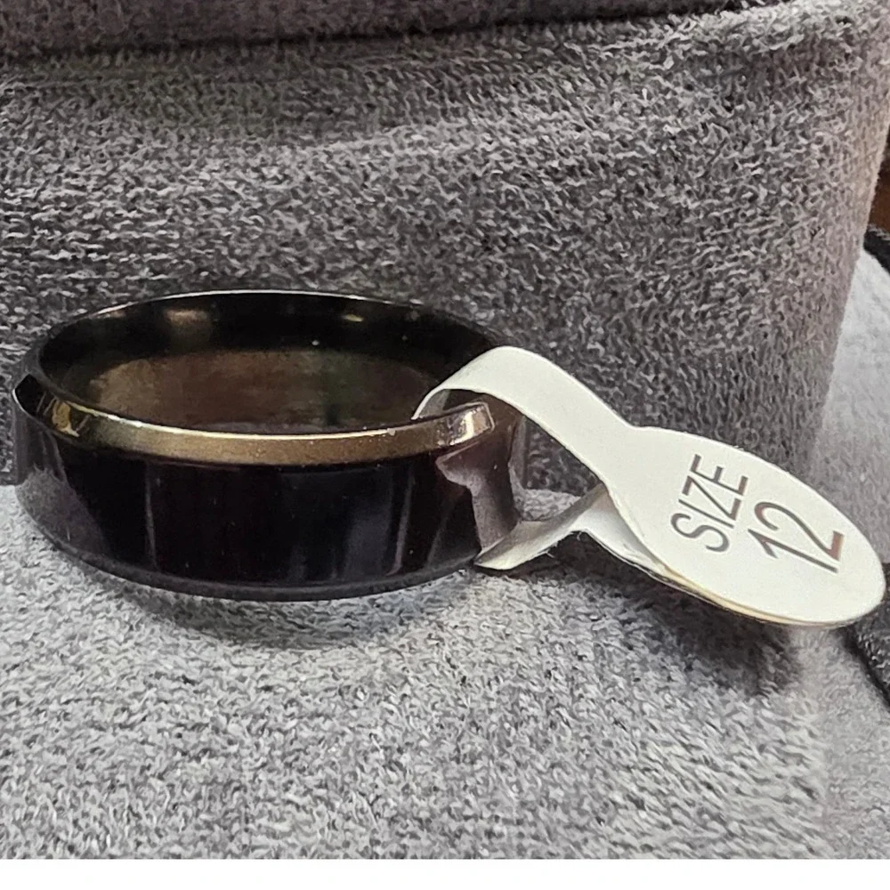 New Band Ring Big Mens Plus Size 12.5 Black Beveled Thumb Minimalist Jewelry‎